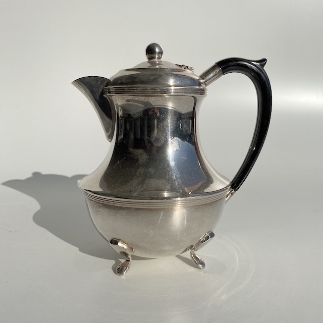 TEAPOT, Silver Deco w Black Handle